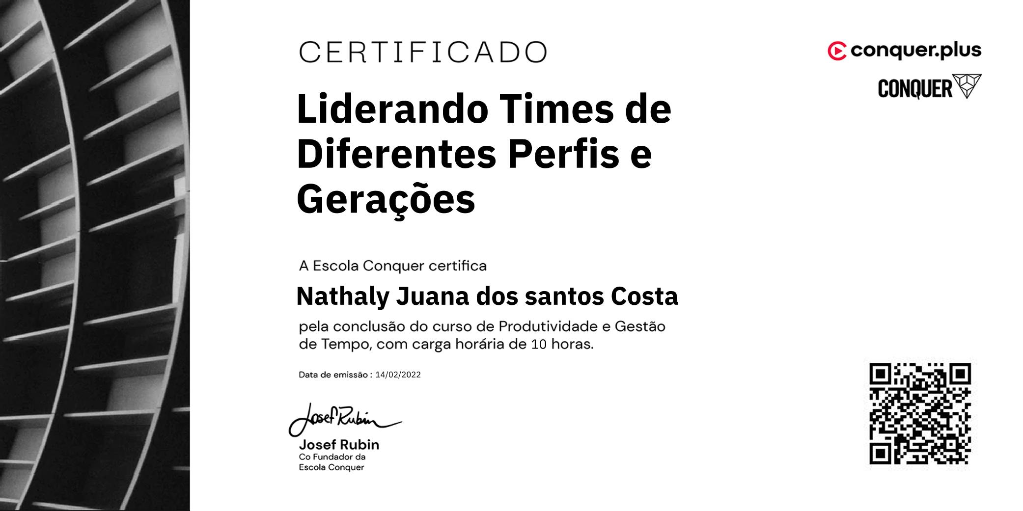 Certificado de Liderando Times de Diferentes Perfis e Gerações